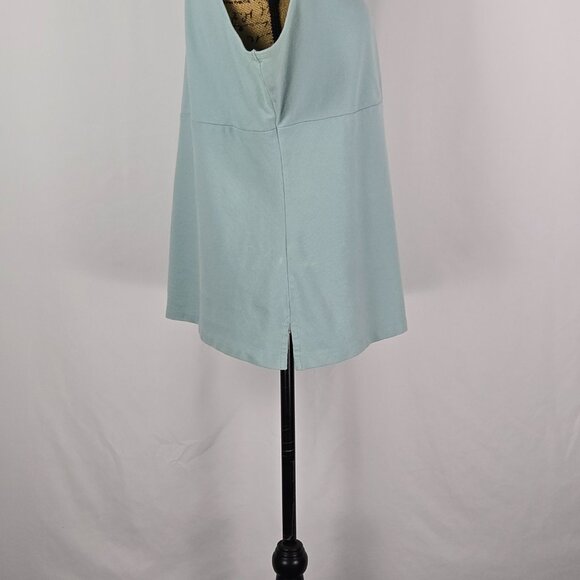 Eddie Bauer Blue Sleeveless Wrap Collar Top XL Cotton Spandex‎ Tank Blouse - Picture 12 of 13